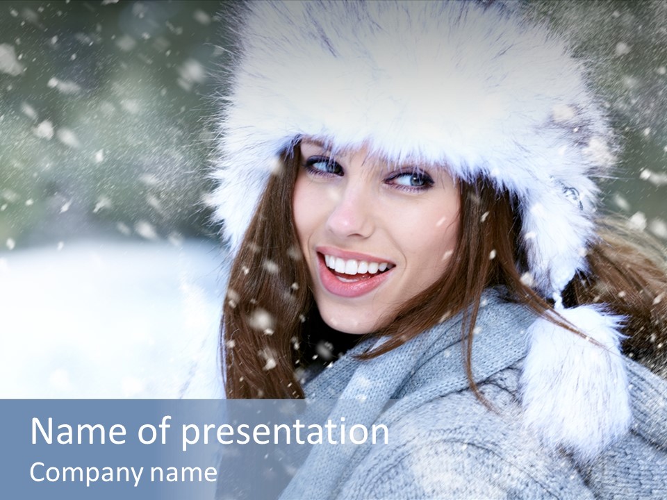 Season Female Snowfall PowerPoint Template