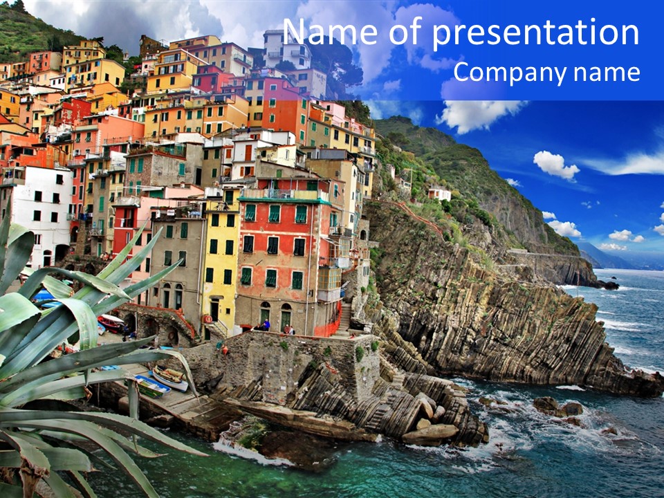 Mediterranean Destination Panorama PowerPoint Template