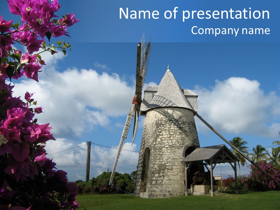 Martinique Antilles Windmill PowerPoint Template