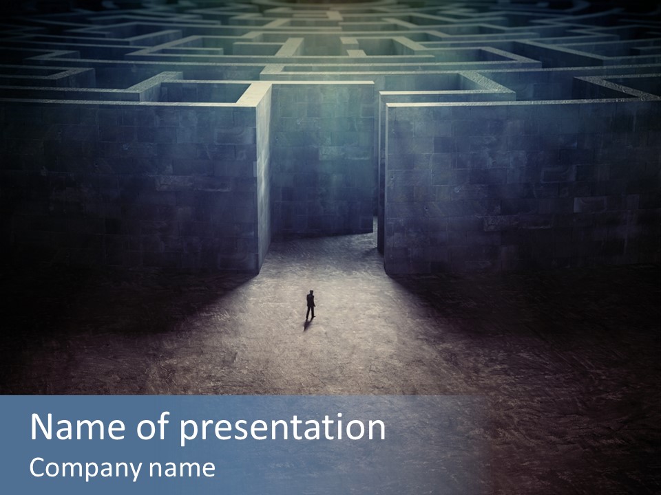 Illustration Men Labyrinth PowerPoint Template