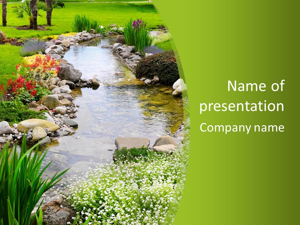 Water Japanese Blooming PowerPoint Template