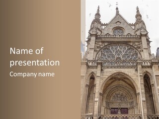 Gothic Facade Golden PowerPoint Template