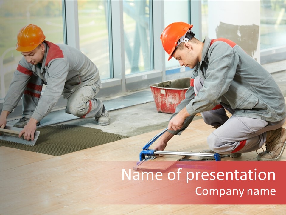 Interiors Cement Labor PowerPoint Template