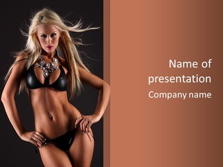 Attractive Tits Caucasian PowerPoint Template