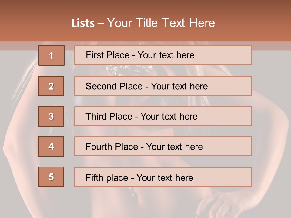 Attractive Tits Caucasian PowerPoint Template