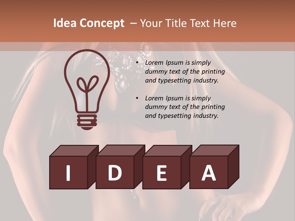 Attractive Tits Caucasian PowerPoint Template