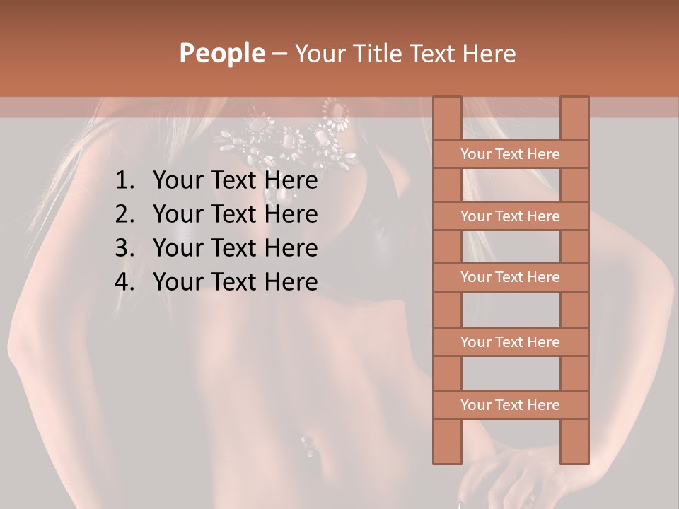 Attractive Tits Caucasian PowerPoint Template