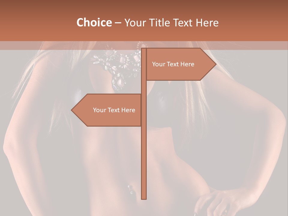 Attractive Tits Caucasian PowerPoint Template