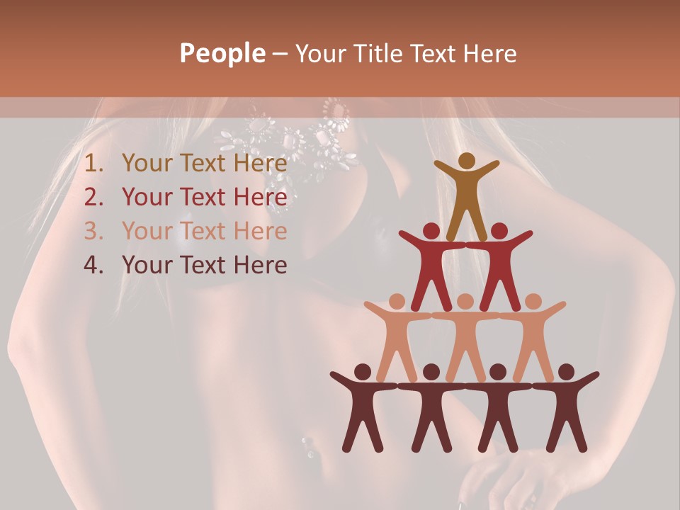 Attractive Tits Caucasian PowerPoint Template