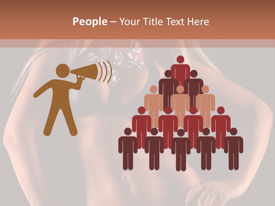 Attractive Tits Caucasian PowerPoint Template