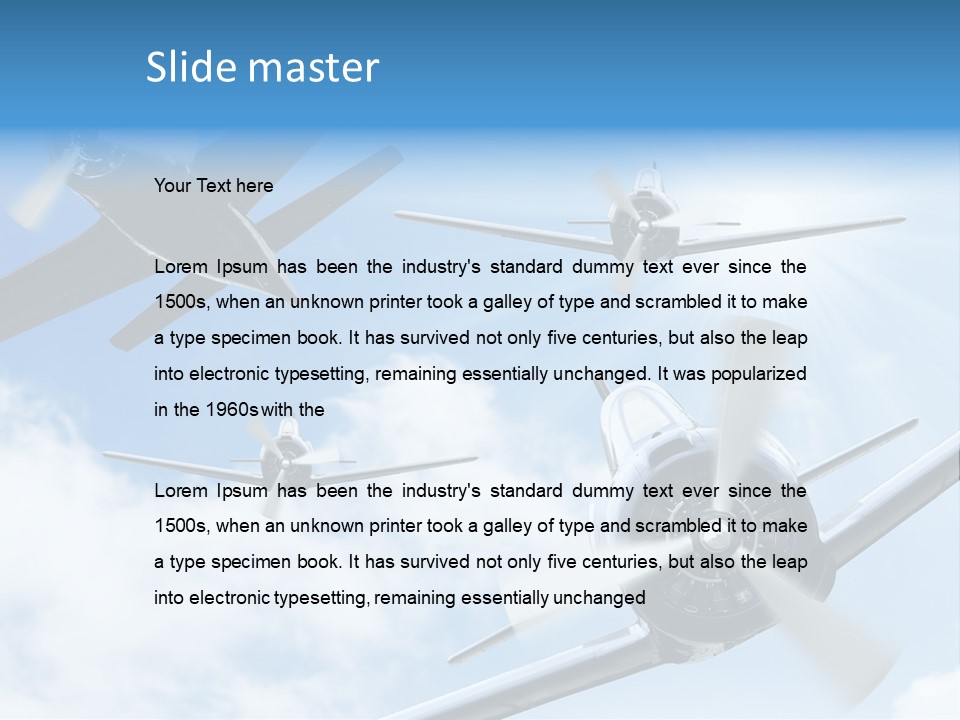 Airplane Illustration Old Timer PowerPoint Template