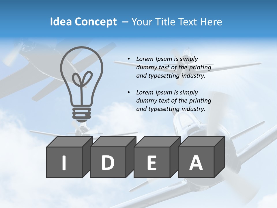 Airplane Illustration Old Timer PowerPoint Template