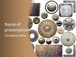 Rust Disc Cogwheel PowerPoint Template