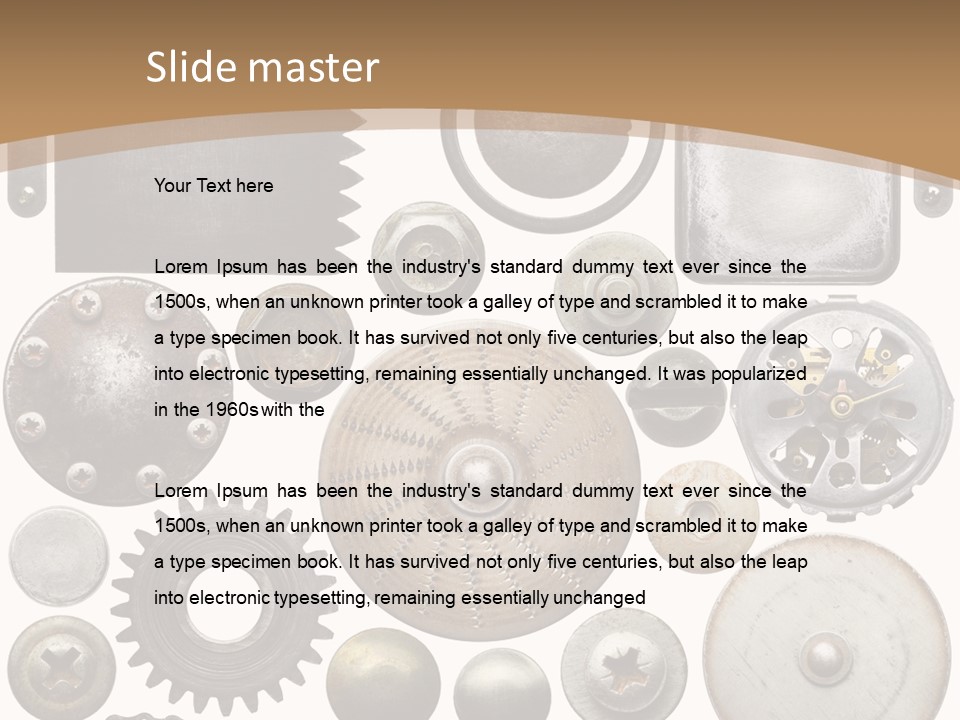 Rust Disc Cogwheel PowerPoint Template