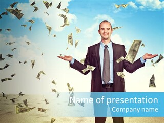 Man Standing Dollar PowerPoint Template