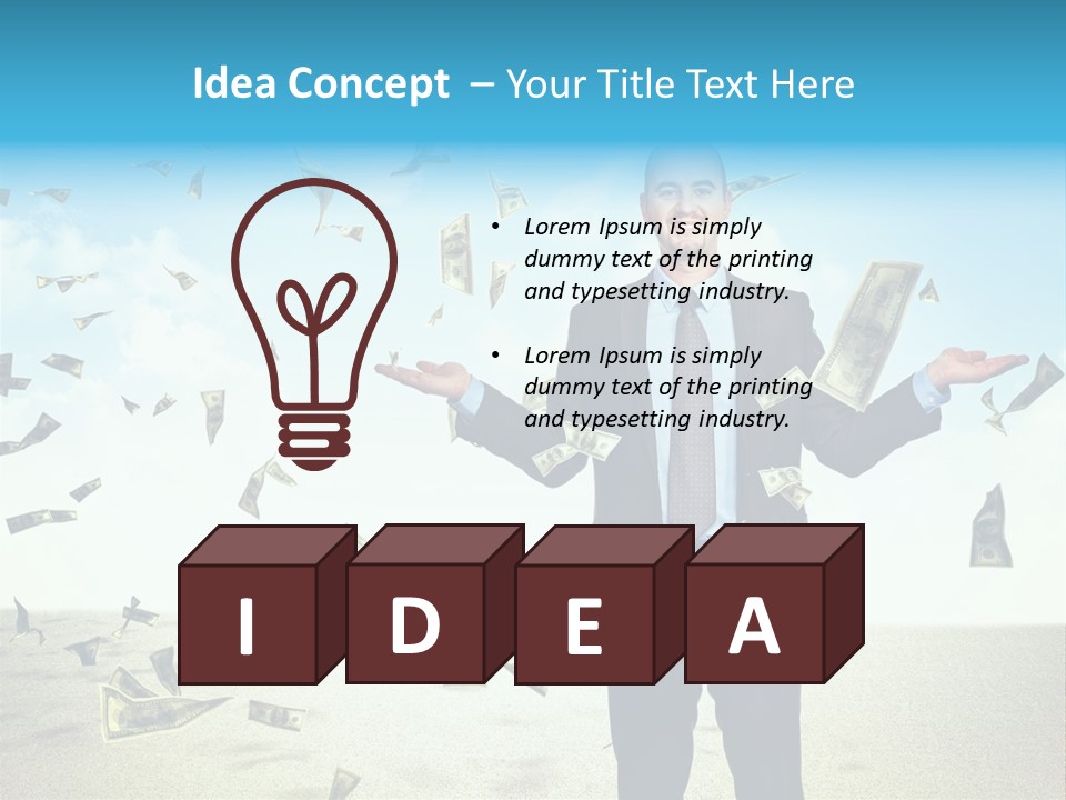 Man Standing Dollar PowerPoint Template