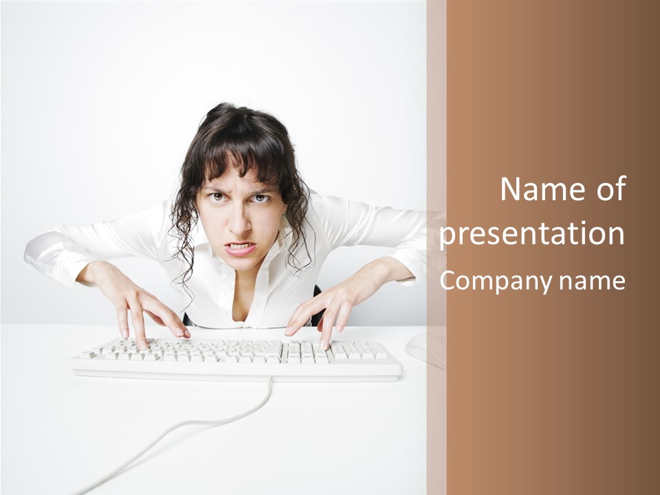 Computer Key Copy Space Young Man PowerPoint Template