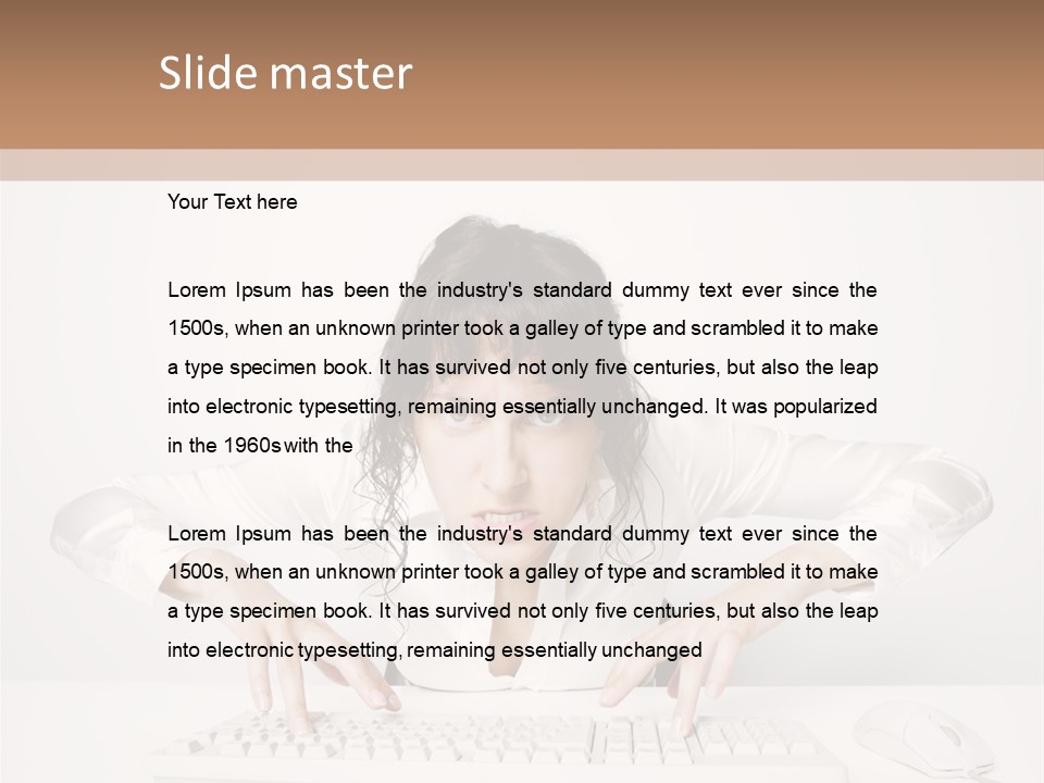 Computer Key Copy Space Young Man PowerPoint Template