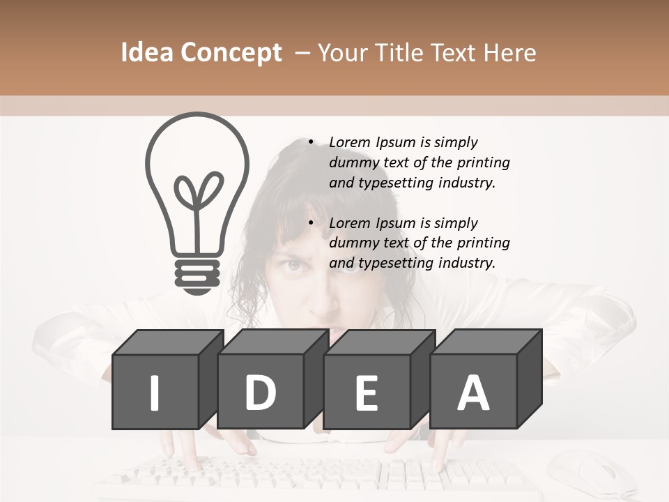 Computer Key Copy Space Young Man PowerPoint Template
