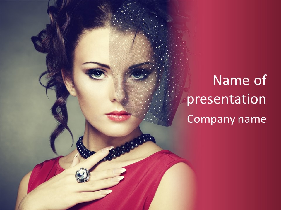 Caucasian Girl Jewellery PowerPoint Template