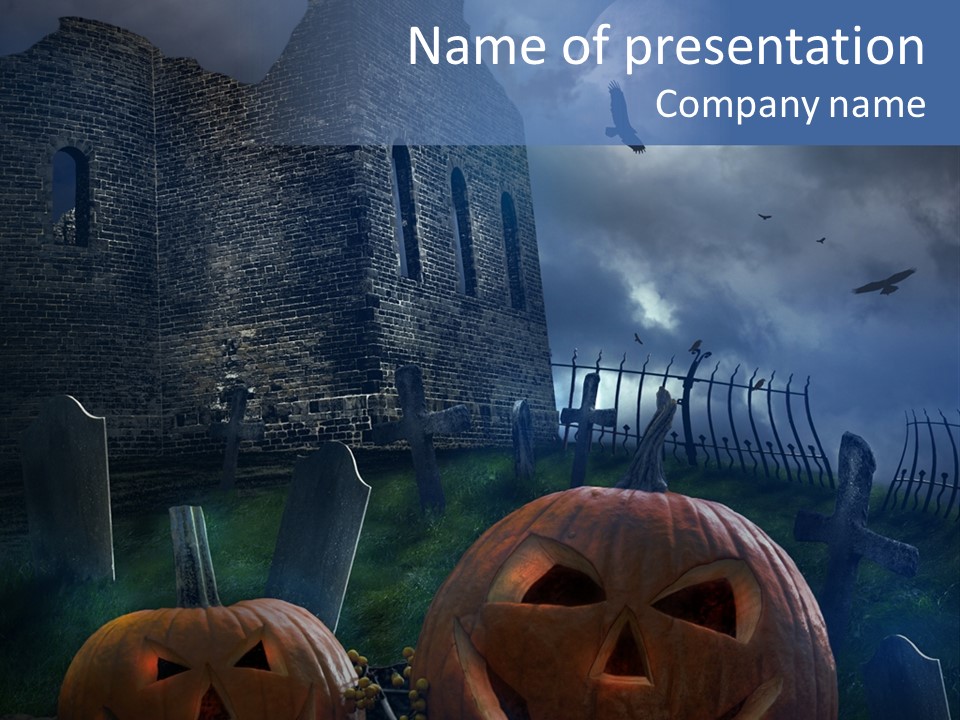 Black Evening Graveyard PowerPoint Template