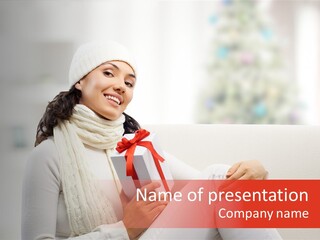 Gift Smile Caucasian PowerPoint Template