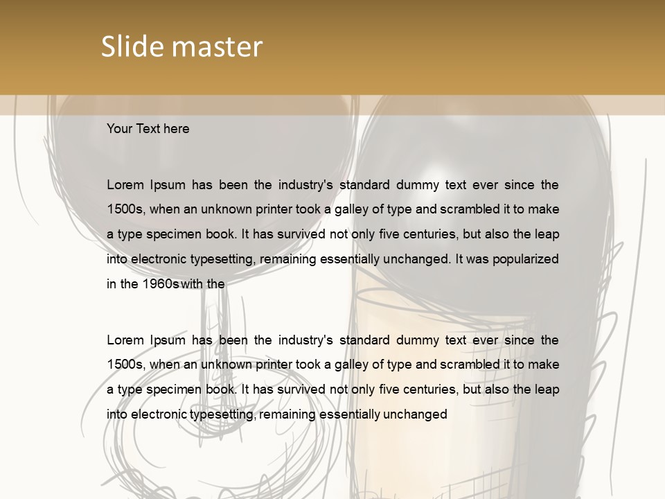 Wineglass Illustration Line Art PowerPoint Template