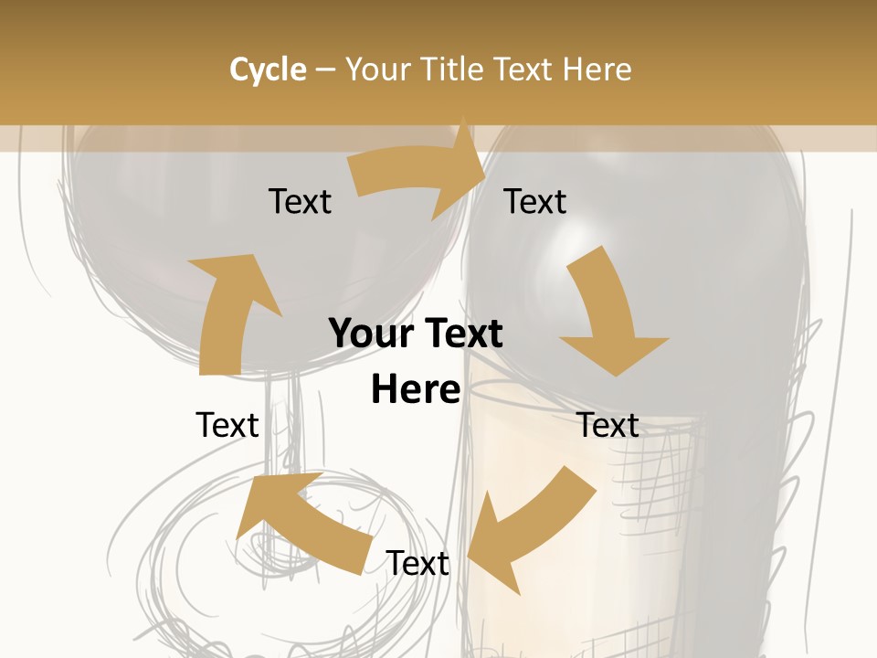 Wineglass Illustration Line Art PowerPoint Template