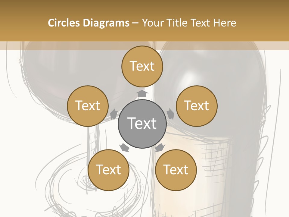 Wineglass Illustration Line Art PowerPoint Template