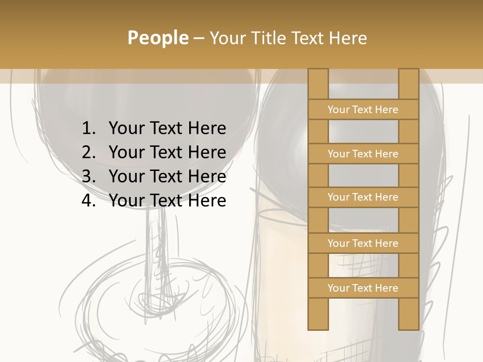 Wineglass Illustration Line Art PowerPoint Template