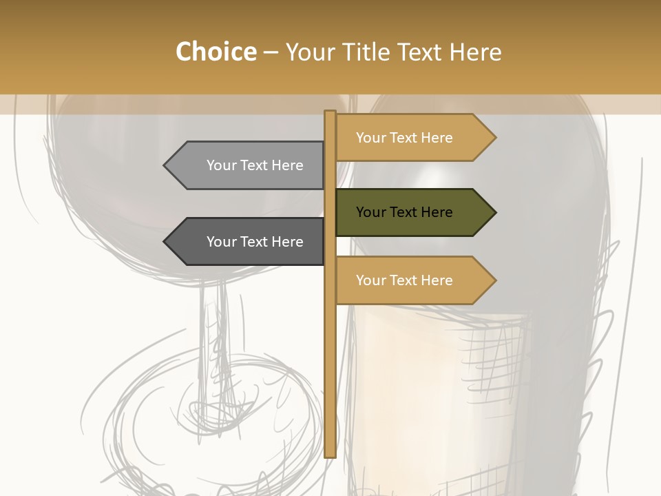 Wineglass Illustration Line Art PowerPoint Template