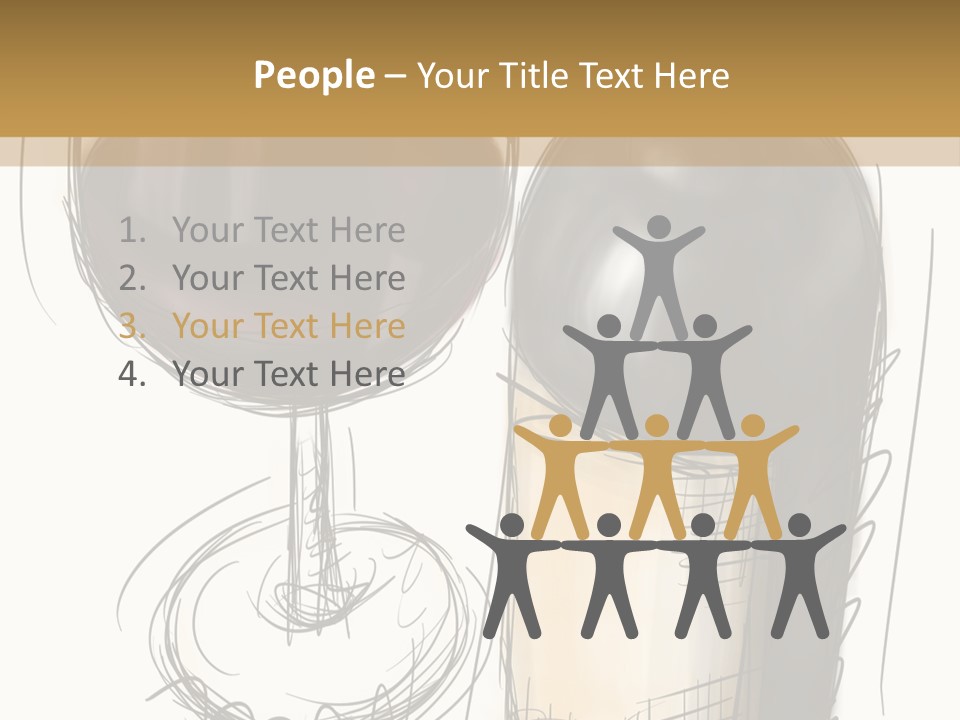 Wineglass Illustration Line Art PowerPoint Template