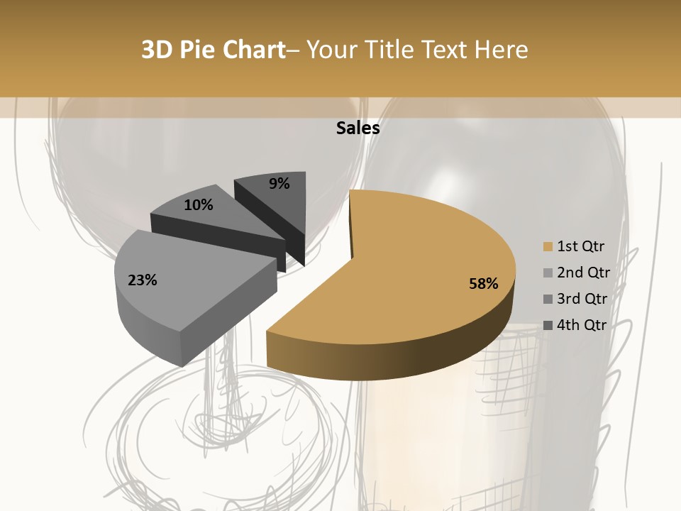 Wineglass Illustration Line Art PowerPoint Template