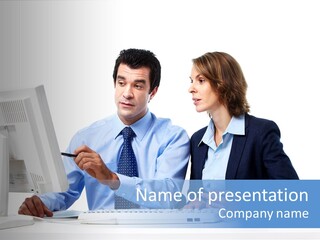 Meeting Internet Businesswoman PowerPoint Template