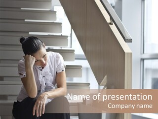 Depression One Person Waiting PowerPoint Template