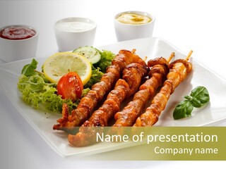 White Meat Chicken Vegetable PowerPoint Template