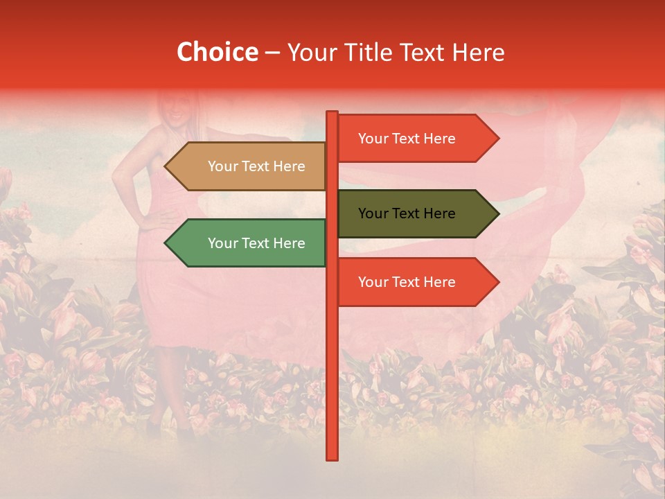 Woman Front Pink PowerPoint Template