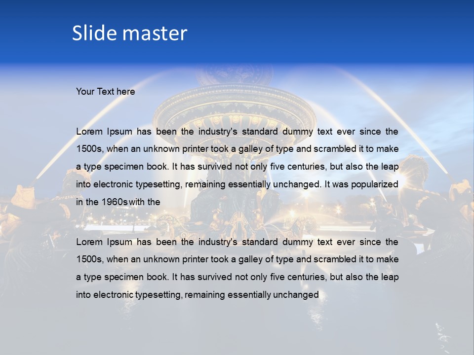 Statue Water Paris PowerPoint Template