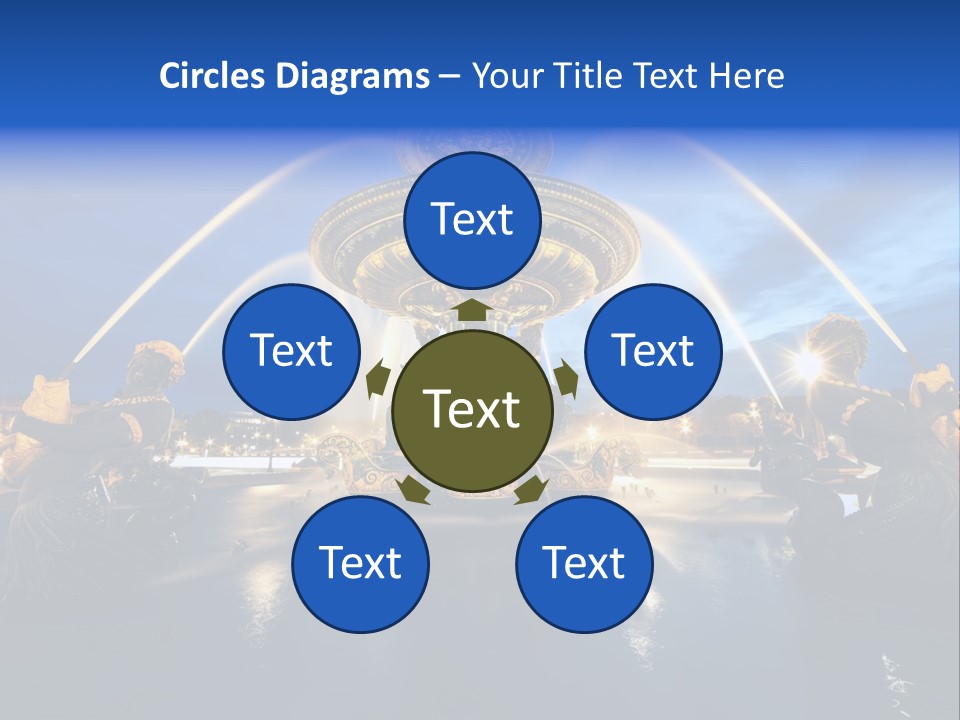 Statue Water Paris PowerPoint Template