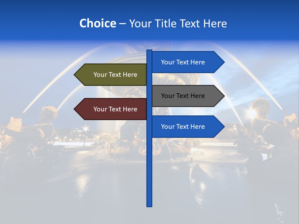 Statue Water Paris PowerPoint Template