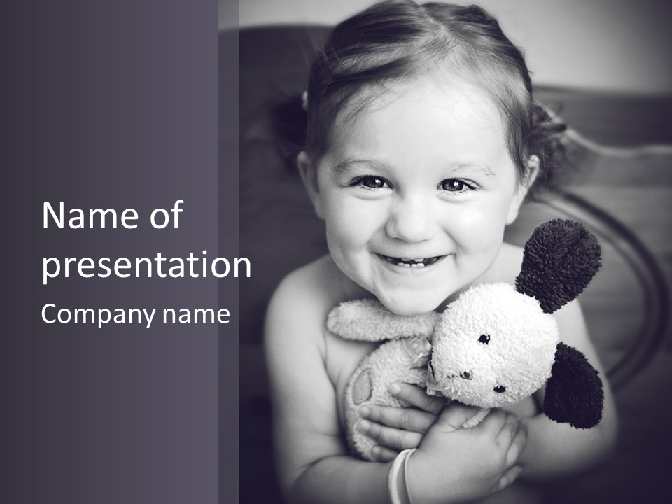 Black And White Child Smiling PowerPoint Template