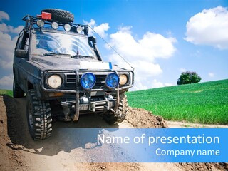 Rally Truck Hill PowerPoint Template