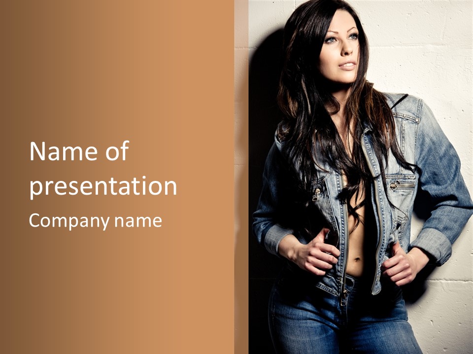 Brunette Female Posing PowerPoint Template