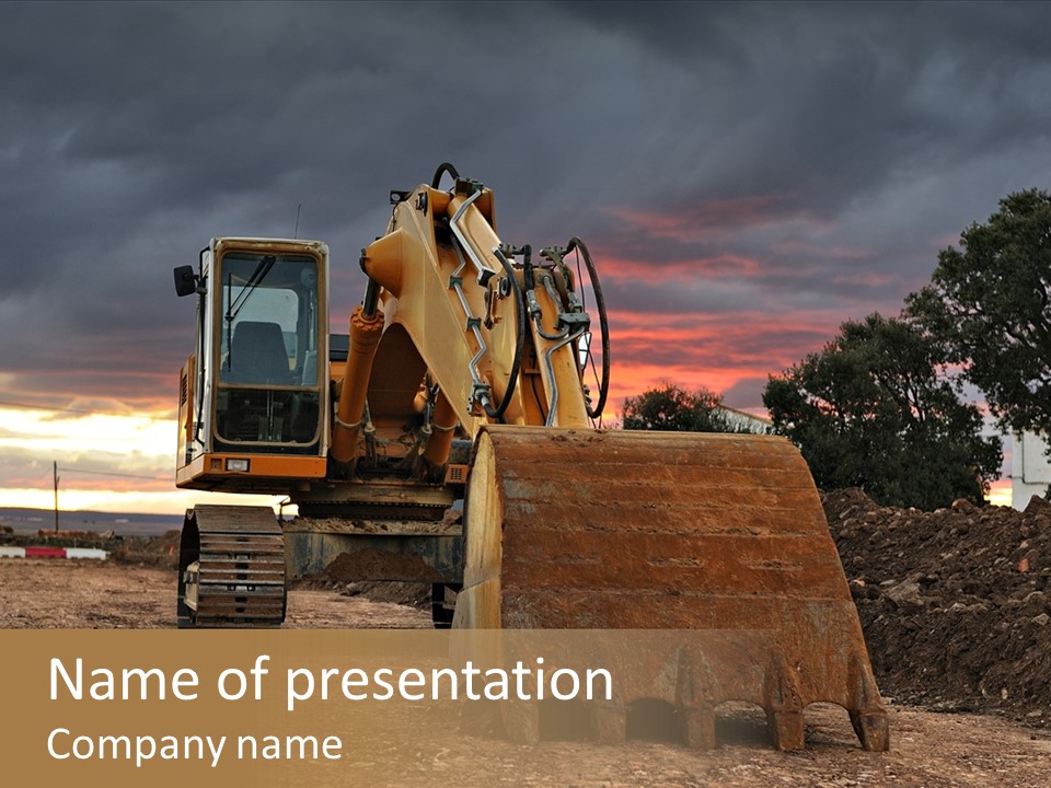 Power Operator Excavator PowerPoint Template