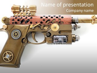 Mad Futuristic Handgun PowerPoint Template