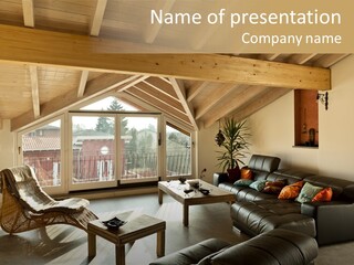 Mansard Interior Livingroom PowerPoint Template