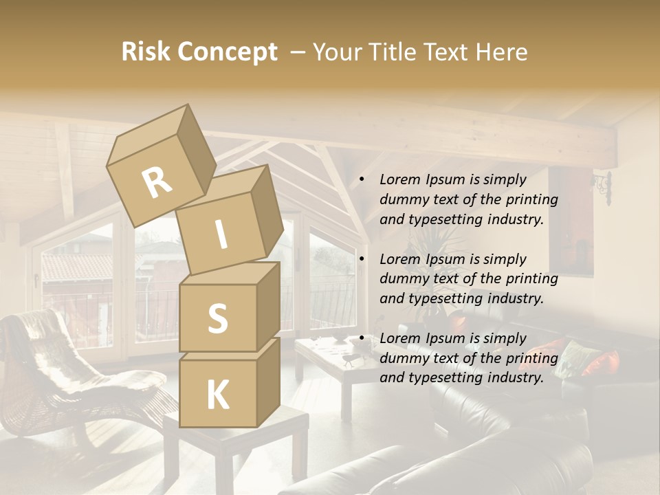 Mansard Interior Livingroom PowerPoint Template