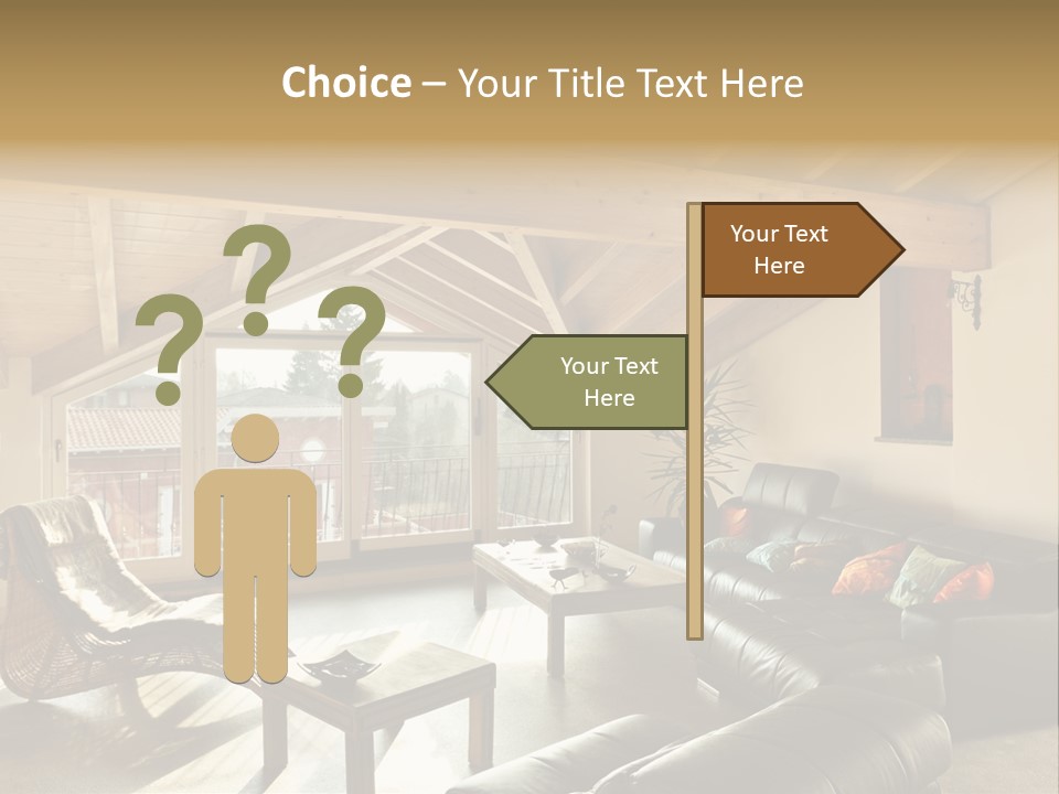 Mansard Interior Livingroom PowerPoint Template
