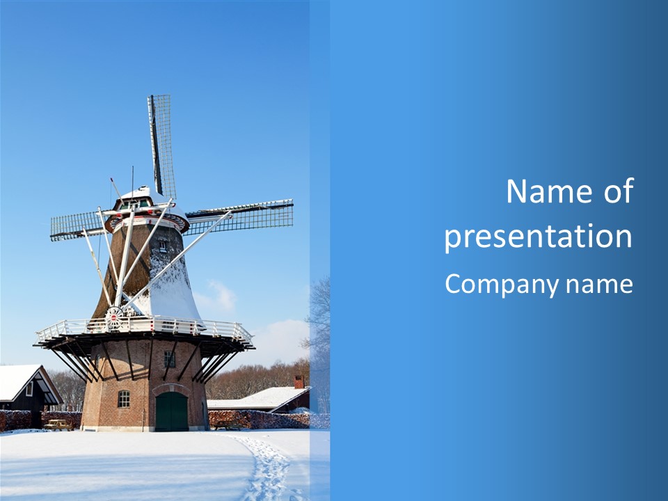 Netherlands Mill Sky PowerPoint Template