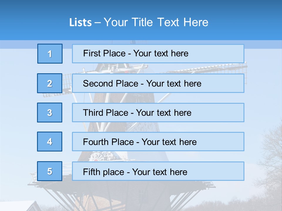Netherlands Mill Sky PowerPoint Template